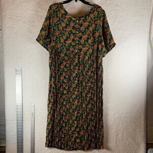 Kathryn Deene Womens Short Sleeve Button Up Floral Pleated Dress Size 14/16 9199
